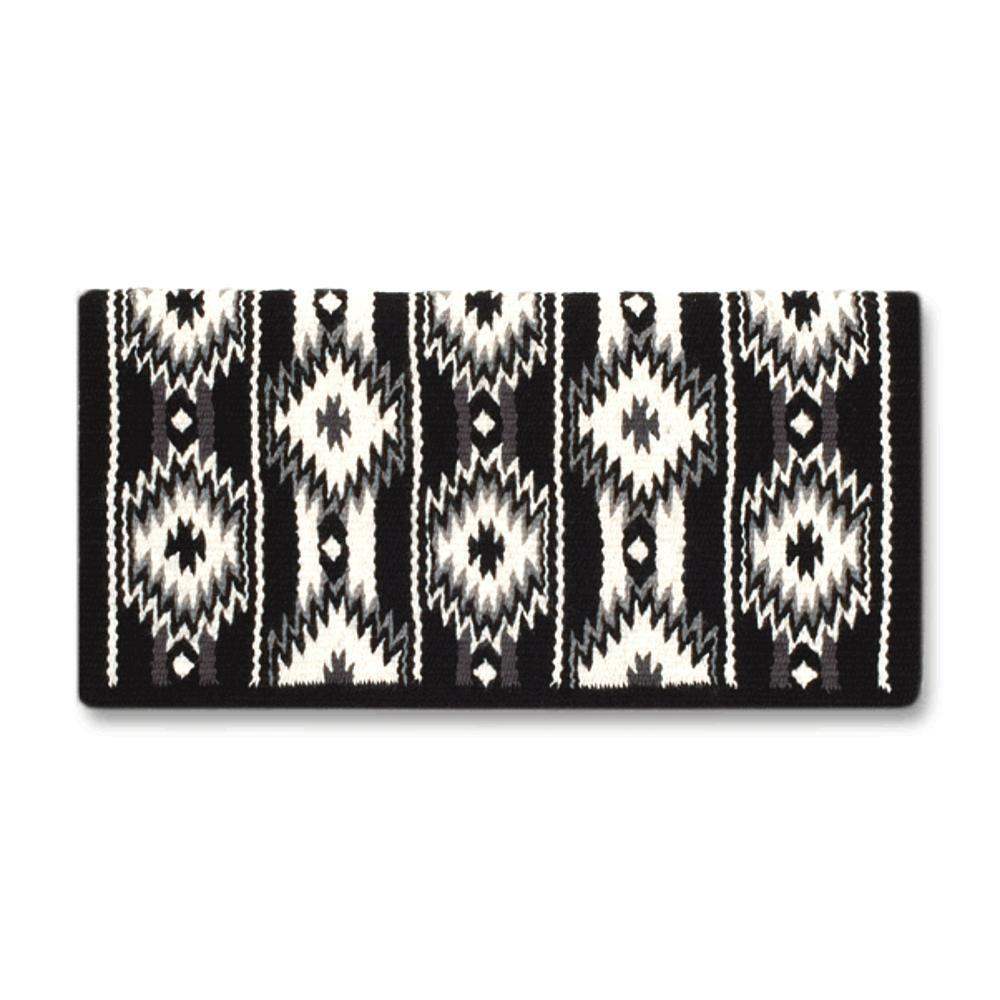 1463-11 Two X Two 38x34 New Zealand Wool Saddle Blanket BLACK WHITE GREY