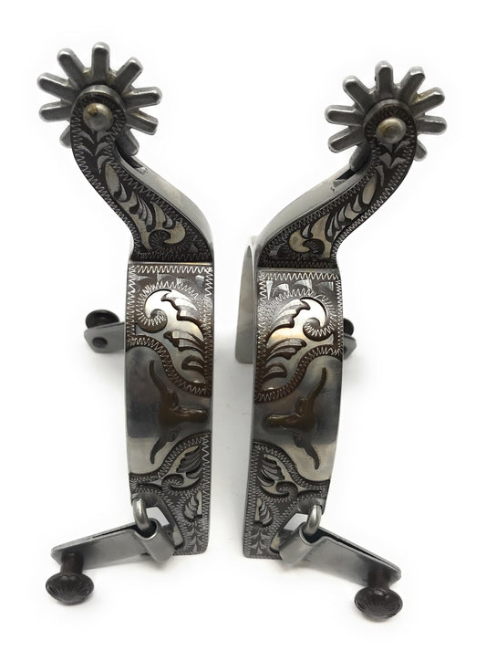 AJ Tack Men's Longhorn Floral Show Spurs