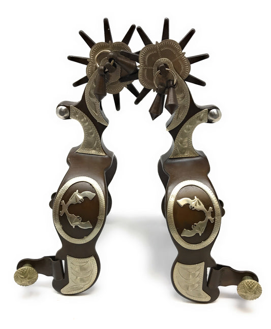 AJ Tack Men's Antique Brown Crossed Pistols Spurs