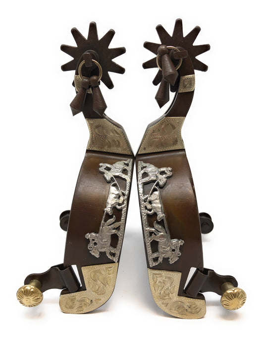 AJ Tack Men's Antique Brown Team Roping Spurs