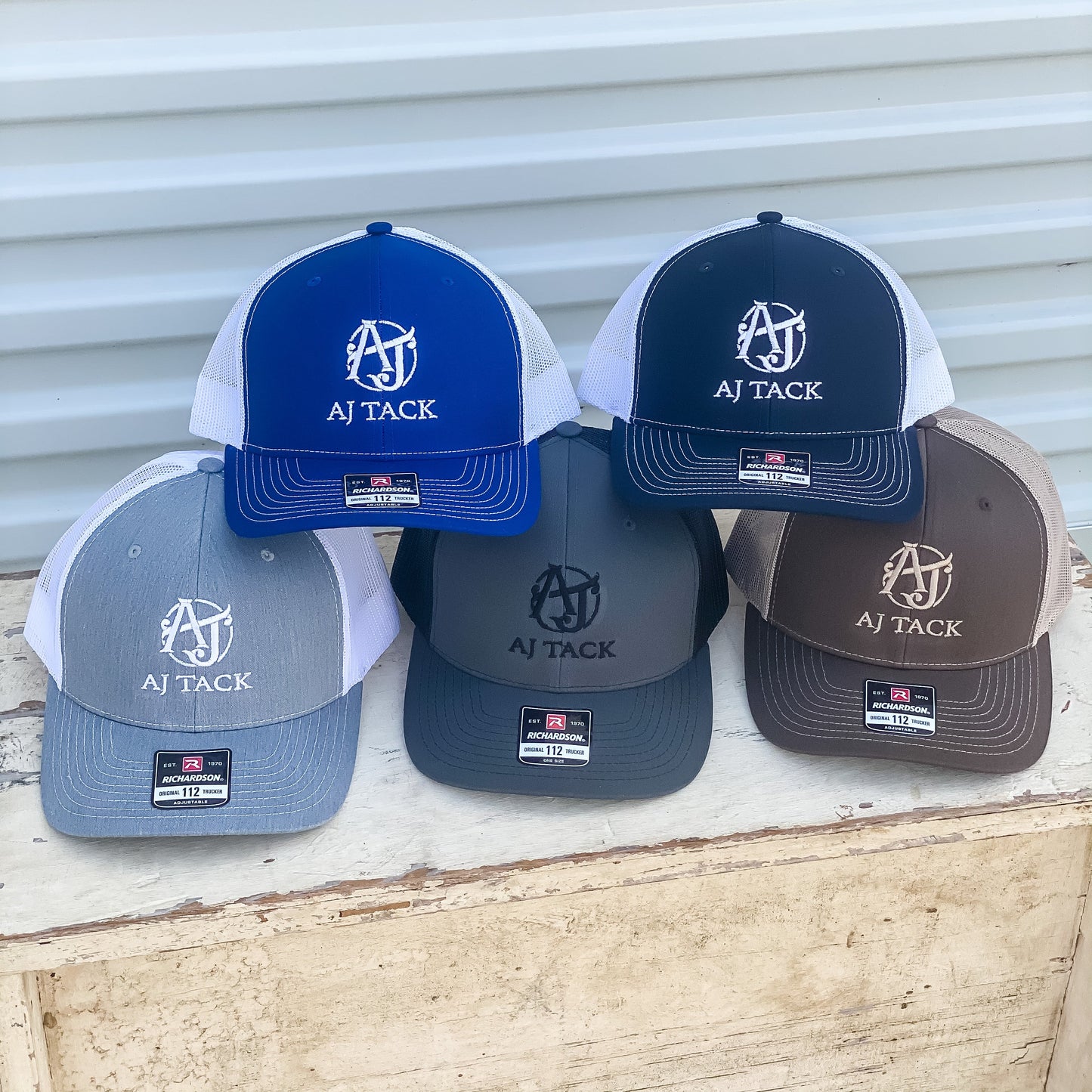AJ Tack Grey Embroidery Mesh Back Cap