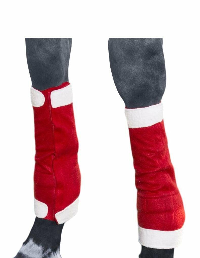 Tough 1 Santa Horse Leg Wraps – Set of 4 Red Holiday Leg Covers
