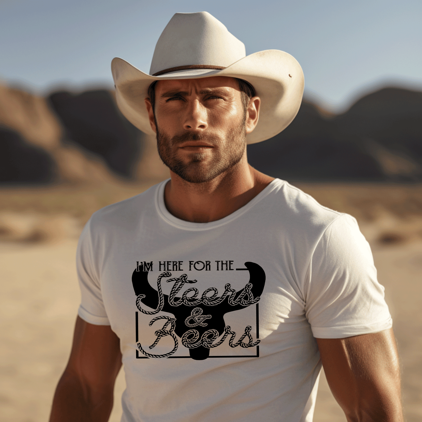 Western Graphic Tee – Steers and Beer Team Roping Shirt | Rowdy Rowels