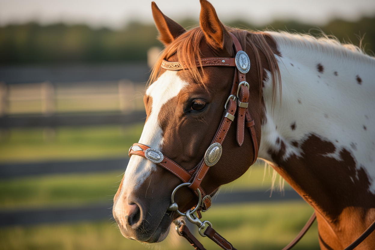 Paint Horse with Single Ear Headstall