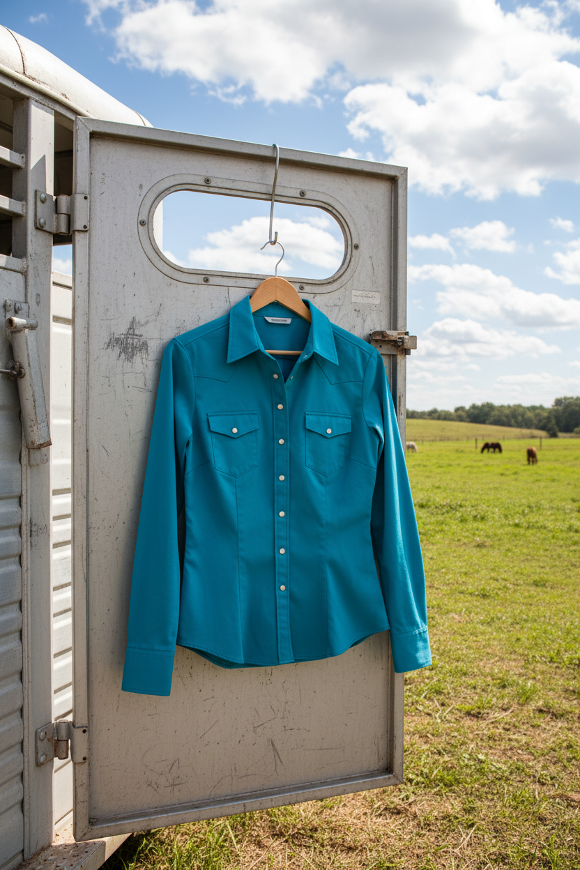 Women's Western Shirt on Horse Trailer