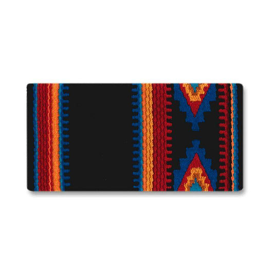 1461-10 Firecracker 36x34 New Zealand Wool Saddle Blanket BLACK BLUE ORANGE