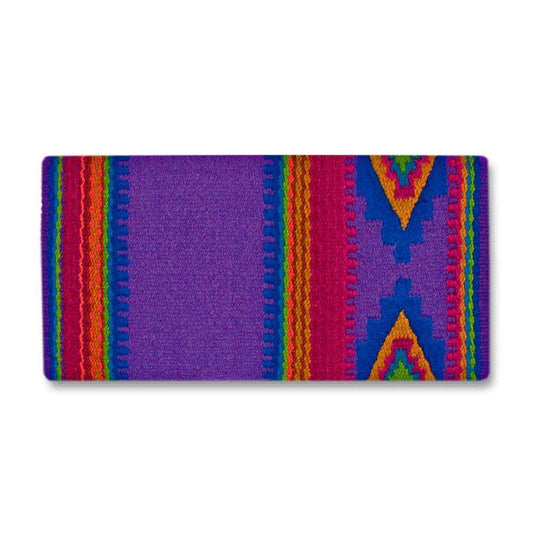1461-2 Firecracker 36x34 New Zealand Wool Saddle Blanket PURPLE BLUE ORANGE