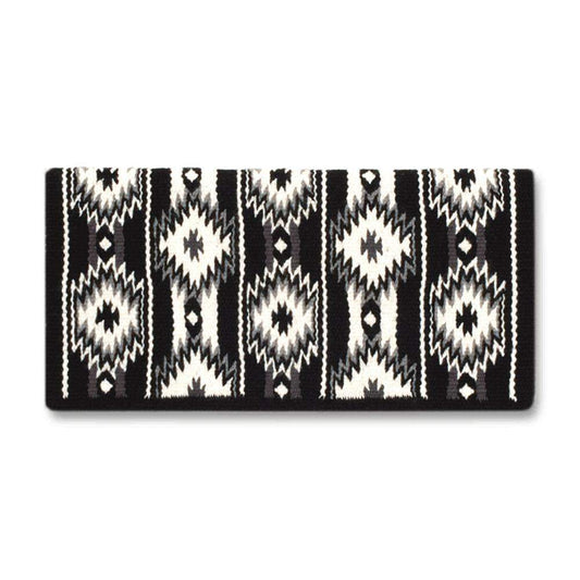 1463-11 Two X Two 38x34 New Zealand Wool Saddle Blanket BLACK WHITE GREY