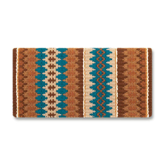 1455-18 Nova 38x34 New Zealand Wool Saddle Blanket TEAL TURQ BROWN