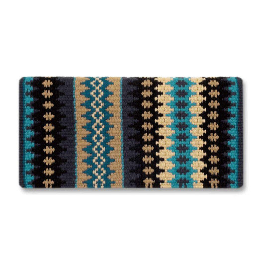1455-14 Nova 38x34 New Zealand Wool Saddle Blanket NAVY TAN TURQ