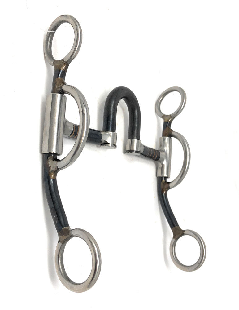 AJ Tack Double Rein Correction Short Shank Bit with Copper Inlay