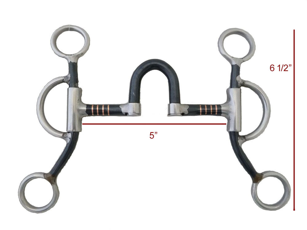 AJ Tack Double Rein Correction Short Shank Bit with Copper Inlay