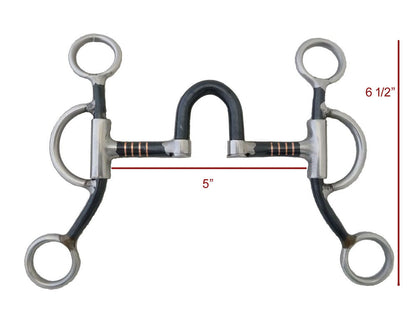 AJ Tack Double Rein Correction Short Shank Bit with Copper Inlay