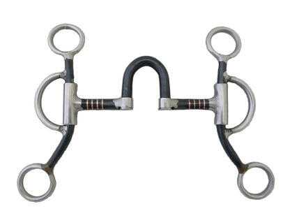 AJ Tack Double Rein Correction Short Shank Bit with Copper Inlay