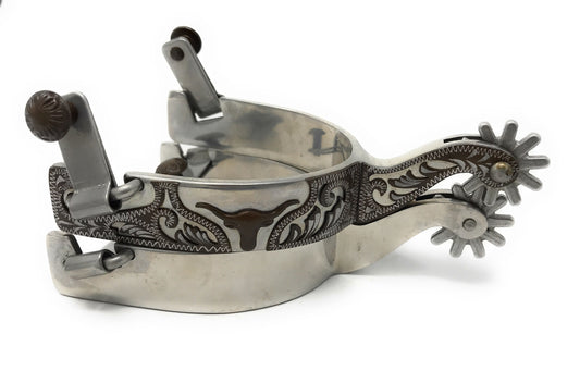 AJ Tack Men's Longhorn Floral Show Spurs