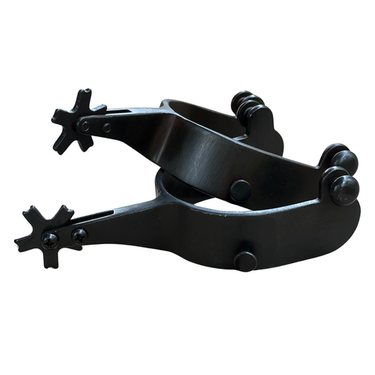 AJ Tack Men's Black Bull Riding Spurs