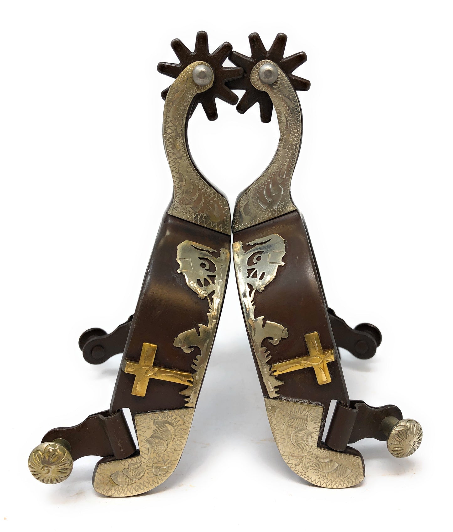 AJ Tack Praying Cowboy Antique Brown Spur Package