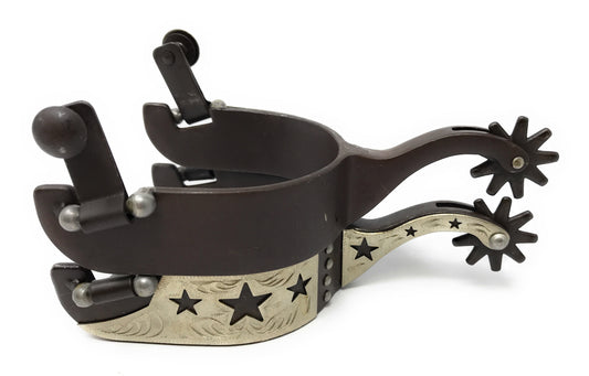 AJ Tack Ladies Antique Brown Stars Cutout Spurs