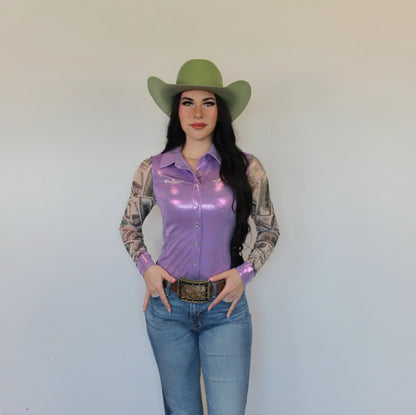 All In Mesh Sleeve Pearl Snap Rodeo Shirt