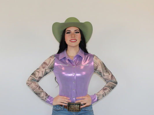 All In Mesh Sleeve Pearl Snap Rodeo Shirt