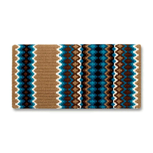 1458-1 Gemini 40x34 New Zealand Wool Saddle Blanket TAN TURQ BRN