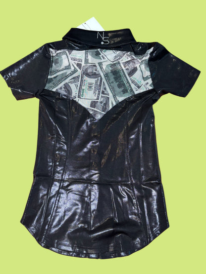 Girls Entry Fees Mesh Yoke Pearl Snap Jackpot Shirt