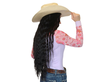 AeroTEQ Lilac Bloom Mesh Pearl Snap Rodeo Shirt