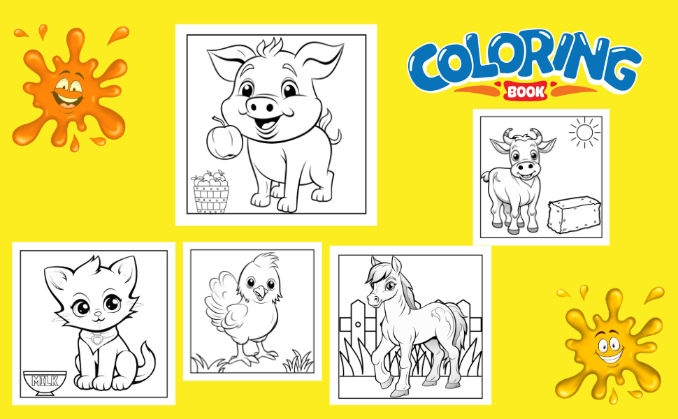 Farm Animals Coloring Book for Kids: 50 Adorable Designs to Color