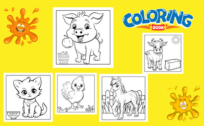 Farm Animals Coloring Book for Kids: 50 Adorable Designs to Color