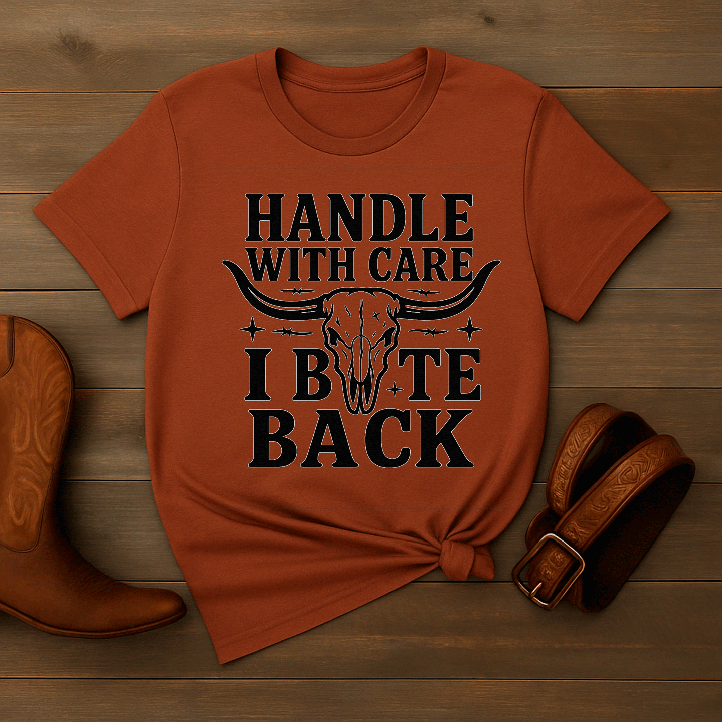 Western Graphic Tee – Handle With Care Shirt for Rodeo & Western Style | Rowdy Rowels