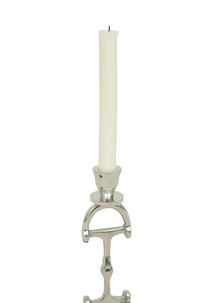 Huntley D Bit Pair of Candlesticks, Pair in Aluminum Silver Finish