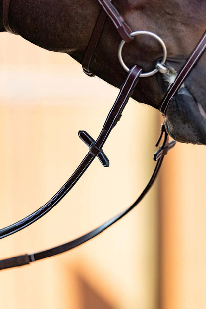 Huntley Equestrian Fancy Stitched Rubber Reins, 5/8" Inch Width