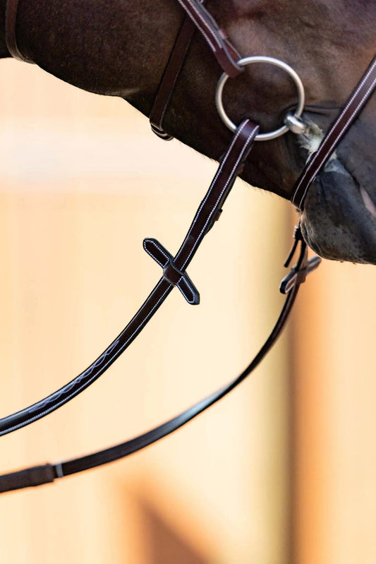 Huntley Equestrian Fancy Stitched Rubber Reins, 5/8" Inch Width