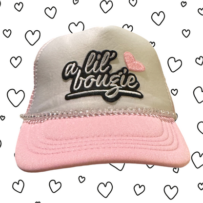A 'lil Bougie Girls Foam Trucker Hat w/ Crystal Chain