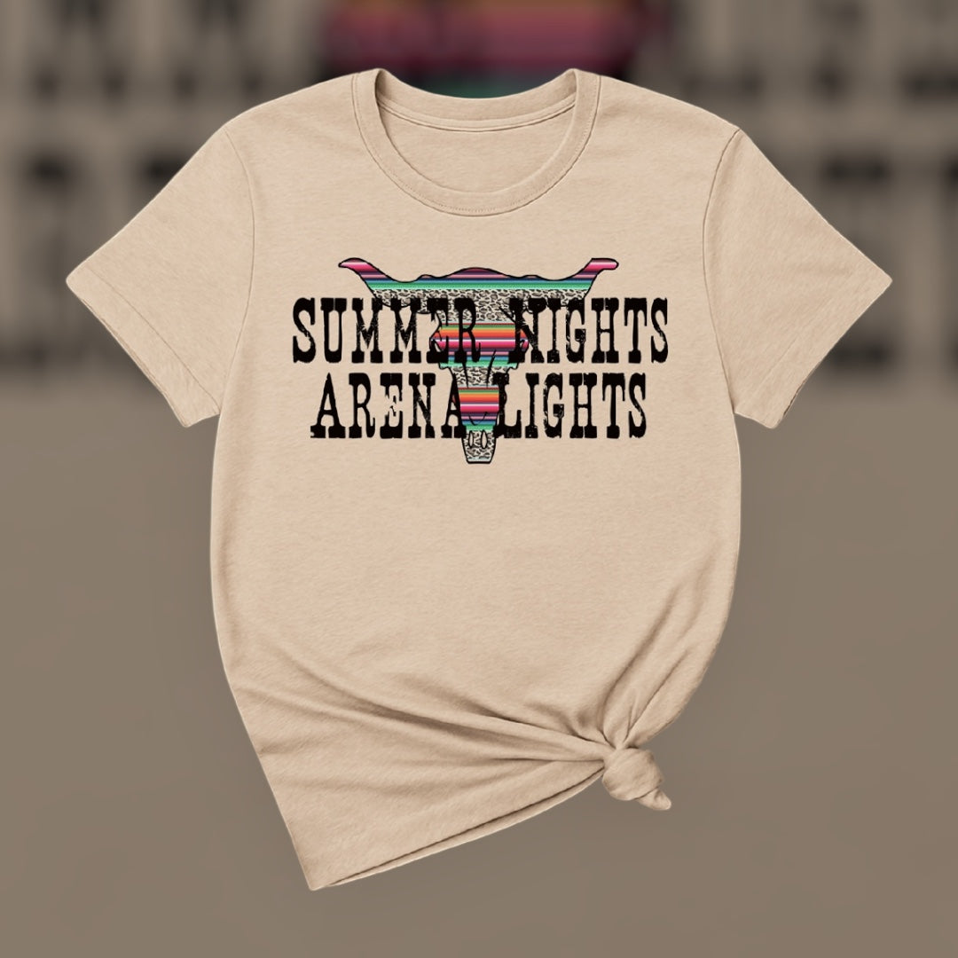 Western Graphic Tee – Summer Nights Arena Lights Unisex Rodeo Shirt | Rowdy Rowels