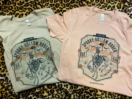 Spooky Hollow Rodeo Halloween Western Graphic Tee | Unisex Short Sleeve Tee by Rowdy Rowels | Custom Handmade in the USA