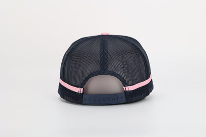 Neon Spur Logo Pink & Navy Stripe Trucker Hat
