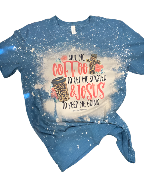Give Me Coffee and Jesus Bleached Western Faith Tee – Unisex Rodeo T-Shirt | Rowdy Rowels™
