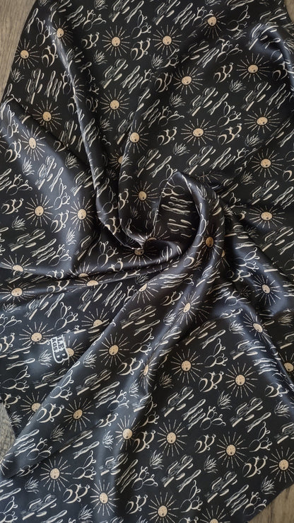 Wild Rag 100% SILK Black Cactus and Sun Western Neck Scarf Bandanna by Double B Wild Rags