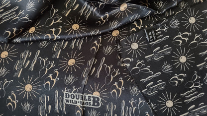 Wild Rag 100% SILK Black Cactus and Sun Western Neck Scarf Bandanna by Double B Wild Rags