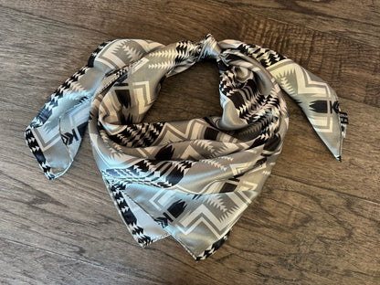 Silk Wild Rag Black and Silver Navajo Native Print by Double B Wild Rags