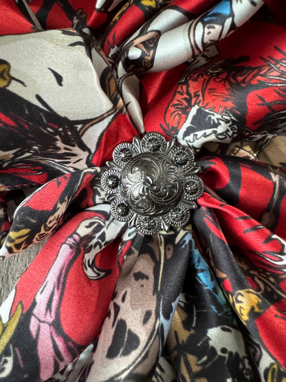 100% Silk Wild Rag Roughstock Riders Saddle Bronc Bareback Bull rider on Red neck scarf by Double B Wild Rags