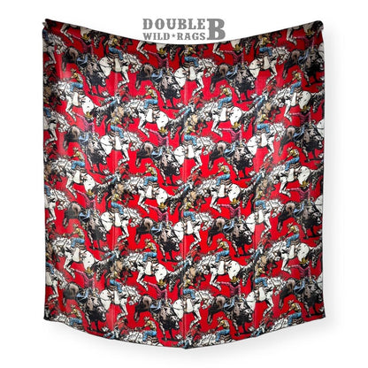 100% Silk Wild Rag Roughstock Riders Saddle Bronc Bareback Bull rider on Red neck scarf by Double B Wild Rags