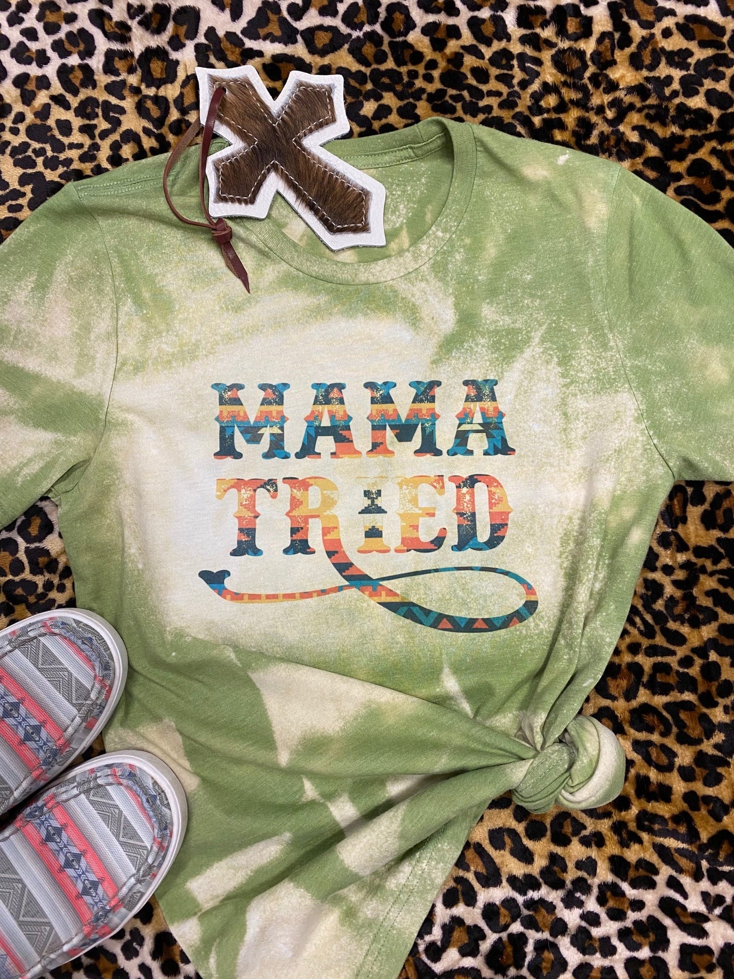 Mama Tried Bleached Graphic Tee | Western Boho Bella + Canvas 3001 T-Shirt | Rowdy Rowels