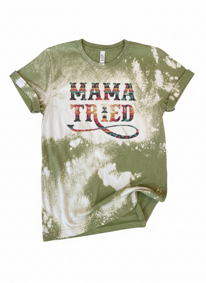 Mama Tried Bleached Graphic Tee | Western Boho Bella + Canvas 3001 T-Shirt | Rowdy Rowels