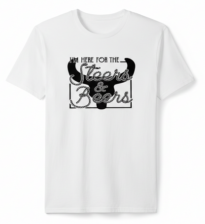 Western Graphic Tee – Steers and Beer Team Roping Shirt | Rowdy Rowels