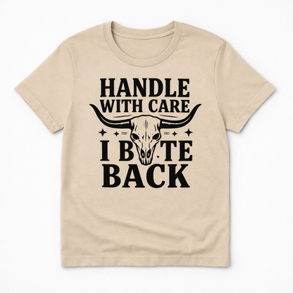 Western Graphic Tee – Handle With Care Shirt for Rodeo & Western Style | Rowdy Rowels